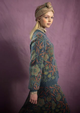 Gemusterter Pullover „Ada“ aus Bio-Baumwolle/Alpakawollgemisch - teebaum