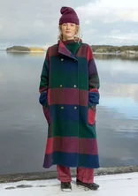 Lange jas "Alberta" van gerecyclede wol/gerecycled polyester - indigo/dessin