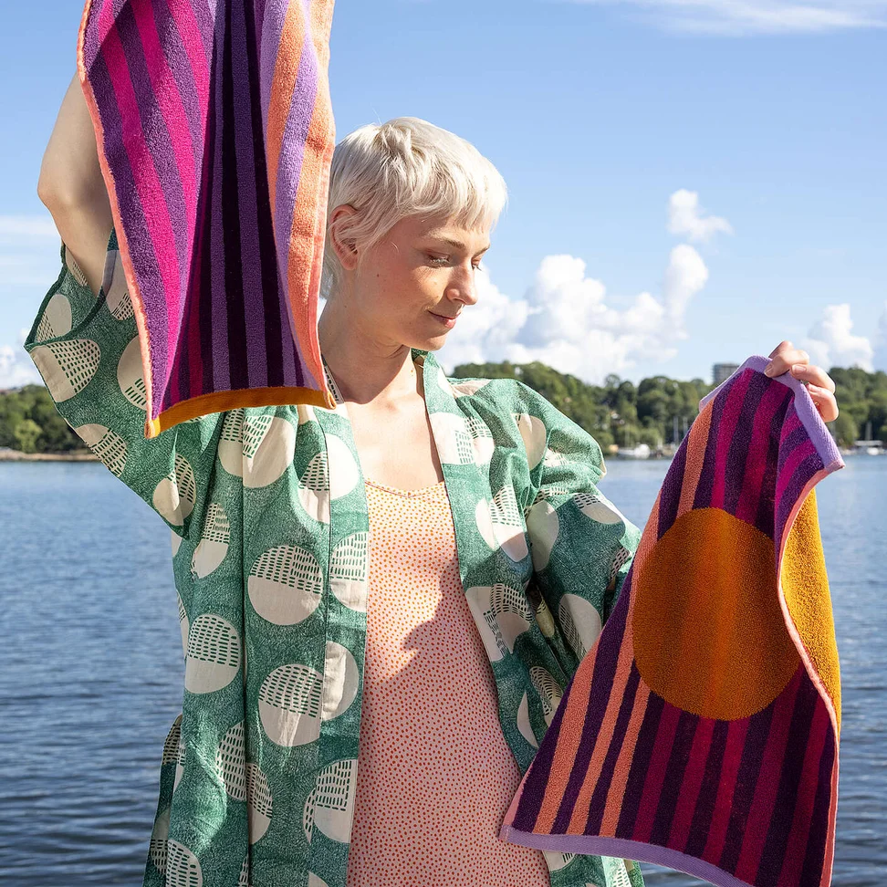 “Sunset” guest towel 2-pack in organic cotton - cochineal
