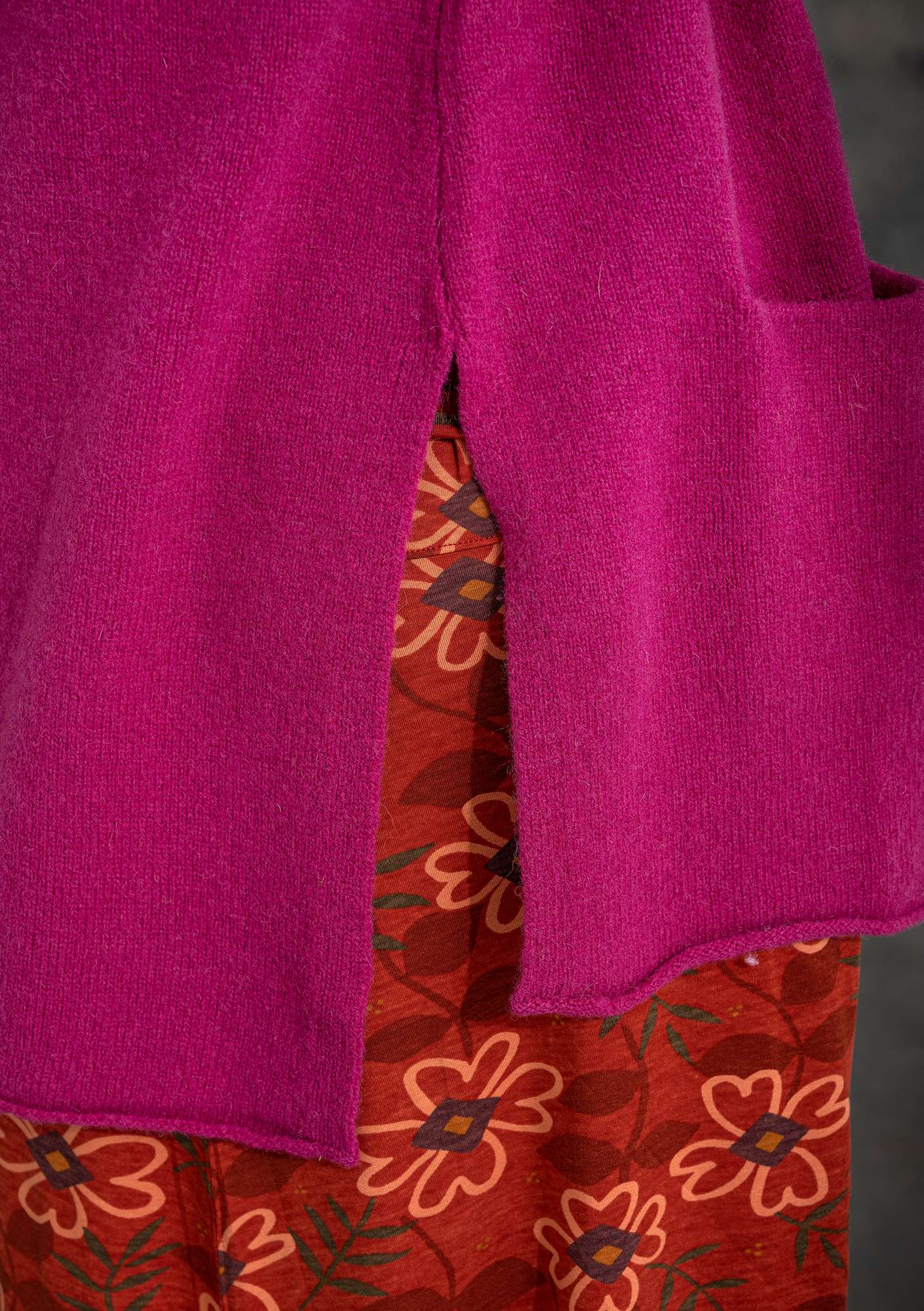Knitted wool waistcoat cochineal thumbnail