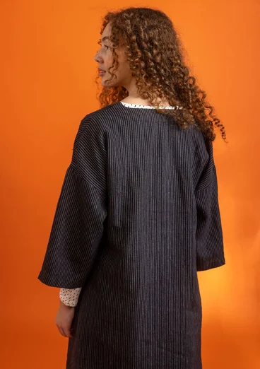 Jurk "Jasmine" van geweven linnen - zwart/gestreept