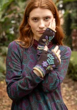 “Louise” wool blend fingerless mittens - dark chokolate