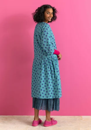 Robe tissée ”Tindra” en coton biologique - bleu canard/motif