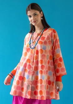 Vævet tunika "Germain" i økologisk bomuld - rosa marmor