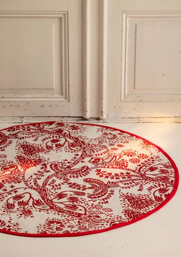 “Taiga” tree mat in organic cotton - poppy