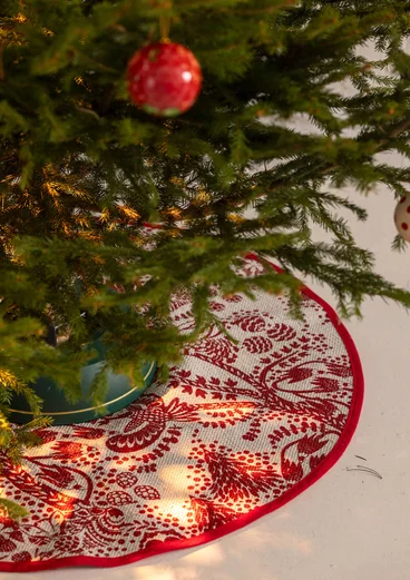 “Taiga” tree mat in organic cotton - poppy