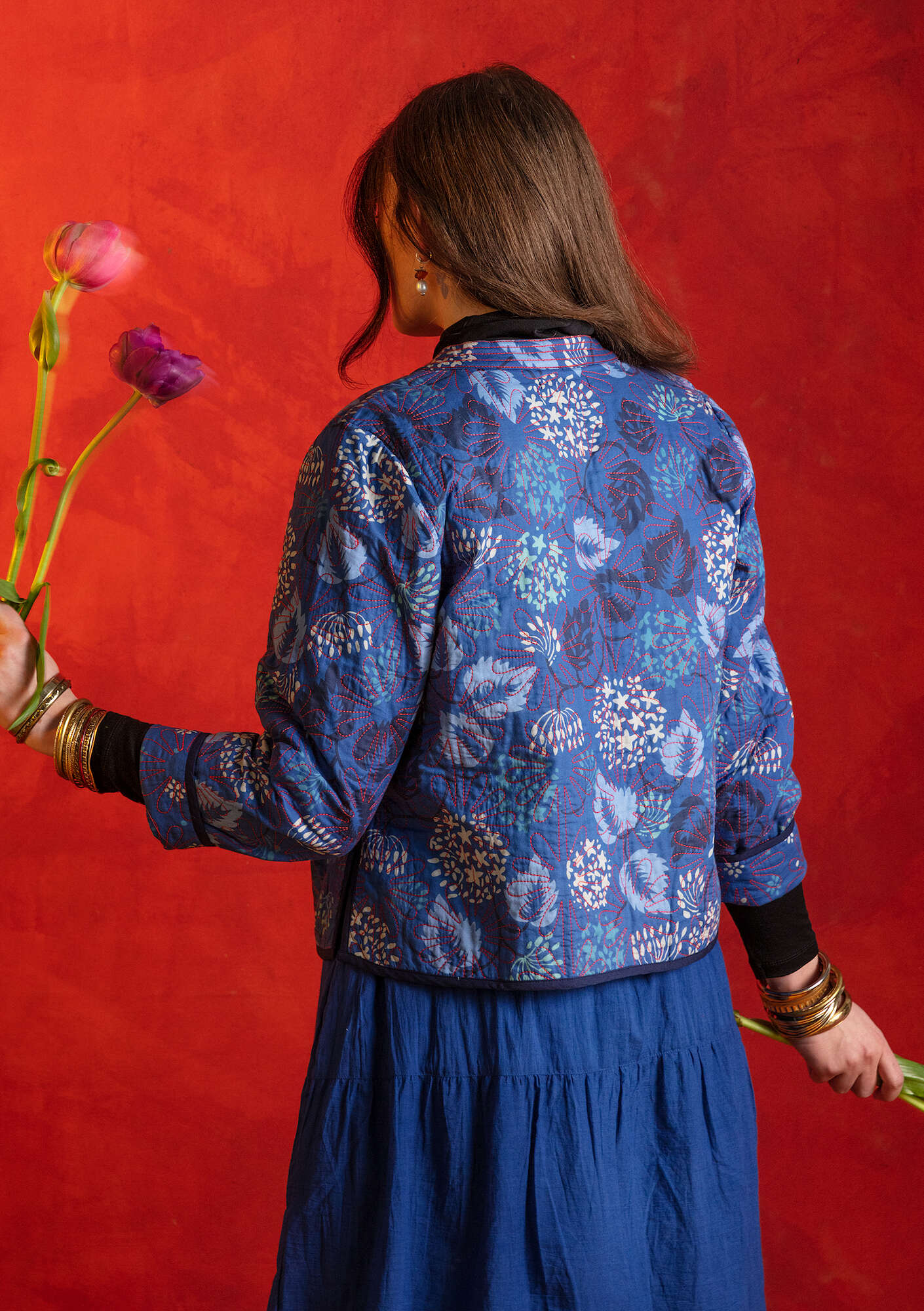 “Malkha” quilted jacket in organic cotton indigo