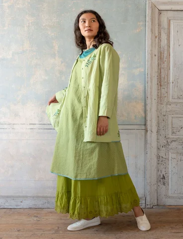 “Shimla” artist’s blouse in organic cotton/linen - pistage