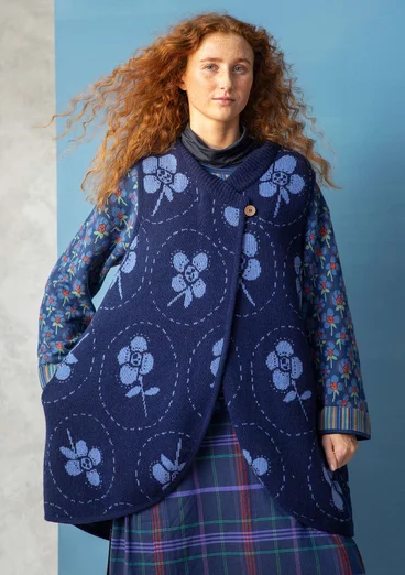 Gilet sans manches croisé "Marabel" en mélange de laine recyclée - indigo
