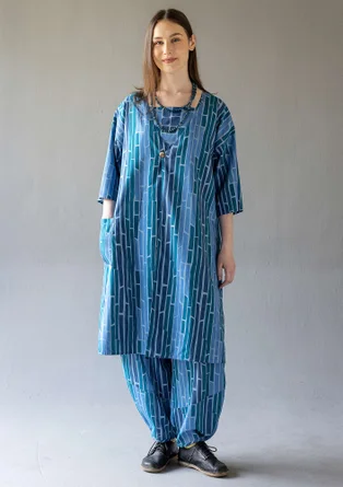 Kleid „Zebra“ aus Bio-Baumwollgewebe - taubenblau