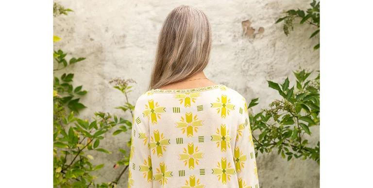 Jacquard sweater Väddö in Lime green