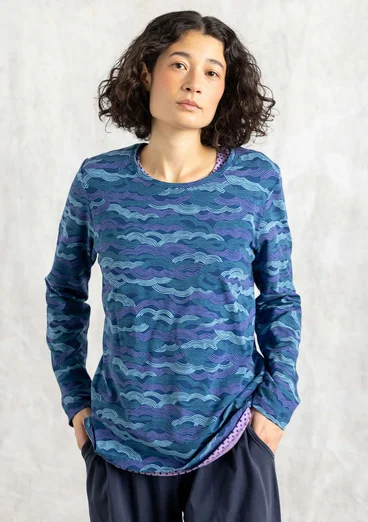 Jerseyshirt „Mona“ aus Bio-Baumwolle/Elasthan - indigoblau-gemustert