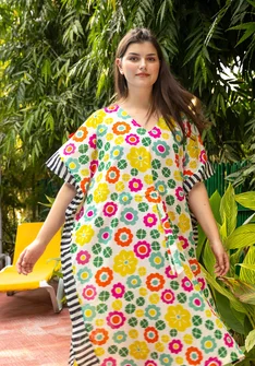 Kaftan „Sunlight“ aus Bio-Baumwollgewebe - multi