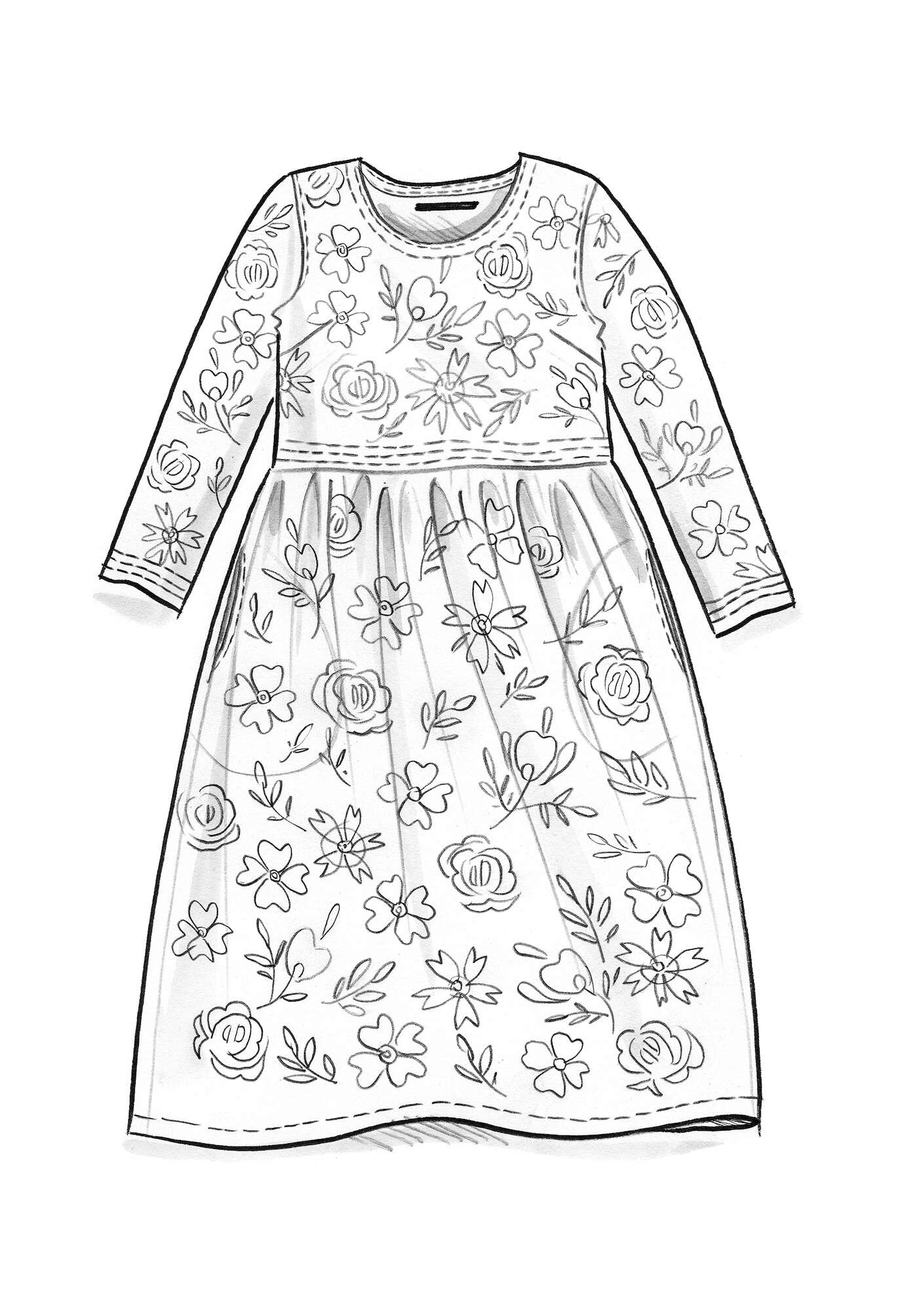 Vevd kjole «Lisbeth» i økologisk bomull svart