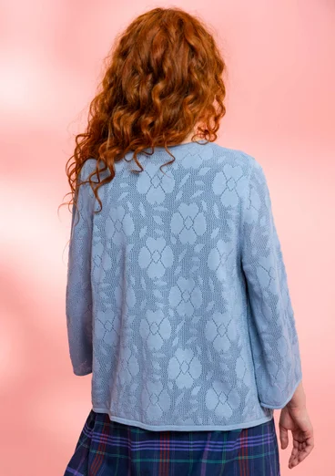 Gilet "Blomstra" en maille de coton biologique/recyclé - bleu pigeon