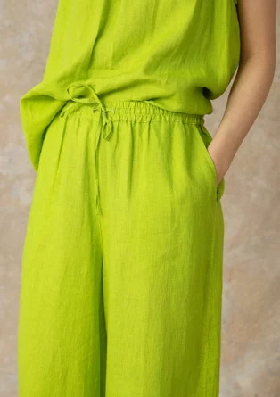 Woven linen pants - tropical green