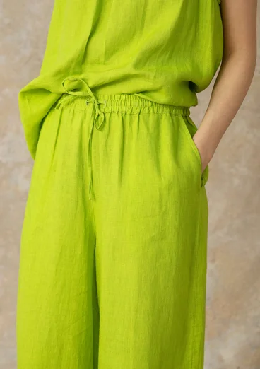 Woven linen pants - tropical green
