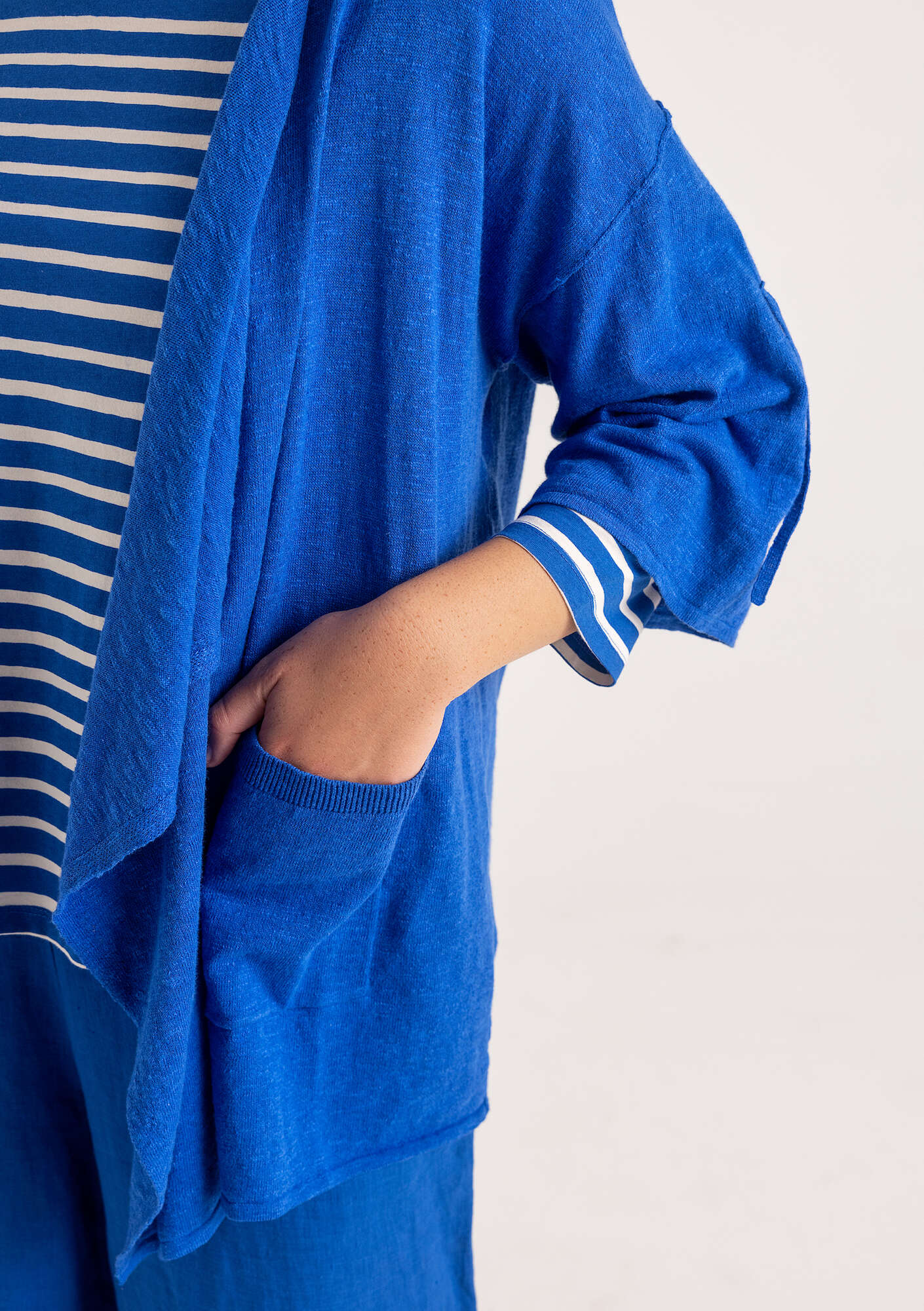 Vest van linnen/biologisch katoen saffierblauw