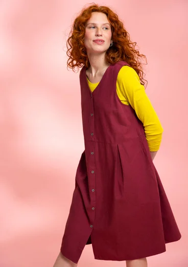 “Agatha” sleeveless striped organic cotton dress - beetroot