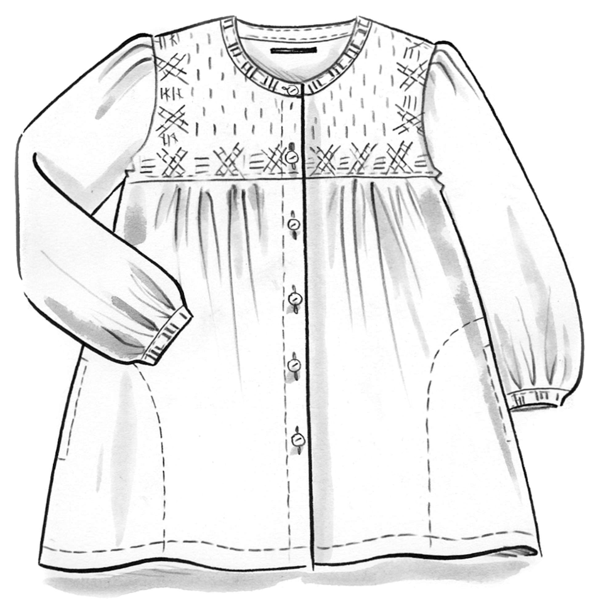 “Anna” linen smock blouse