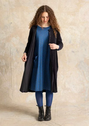 Robe boutonnée en velours de coton biologique/polyester recyclé - noir