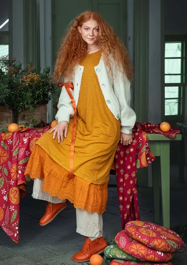 Trikotkjole «Satsuma» i lin - sennep