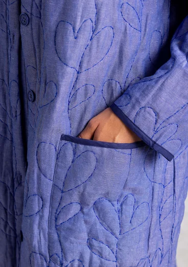 “Idun” organic cotton/linen quilted coat - blue lotus