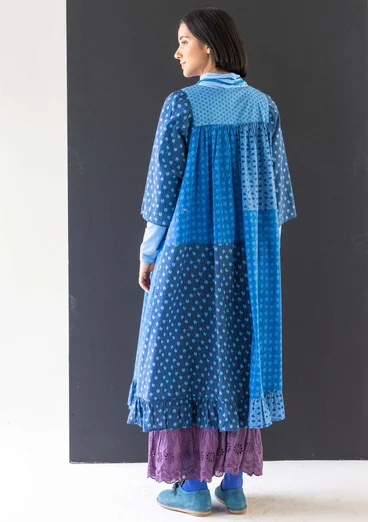 Geblümtes Kleid „1976“ aus Bio-Baumwolle - indigo
