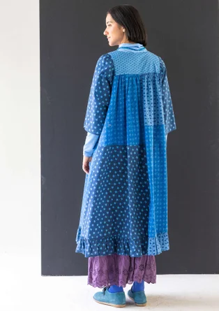 Geblümtes Kleid „1976“ aus Bio-Baumwolle - indigo
