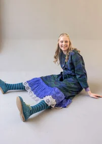 Jurk "Alaska" van geweven biologisch katoen/linnen - donkerindigo