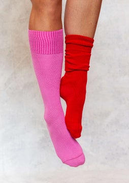 Solid-colour knee-highs wild rose