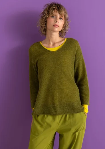 Wool/cotton/alpaca sweater - green pepper/melange