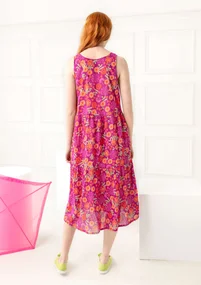 Robe "Bouquet" en coton biologique tissé - rose orchidée