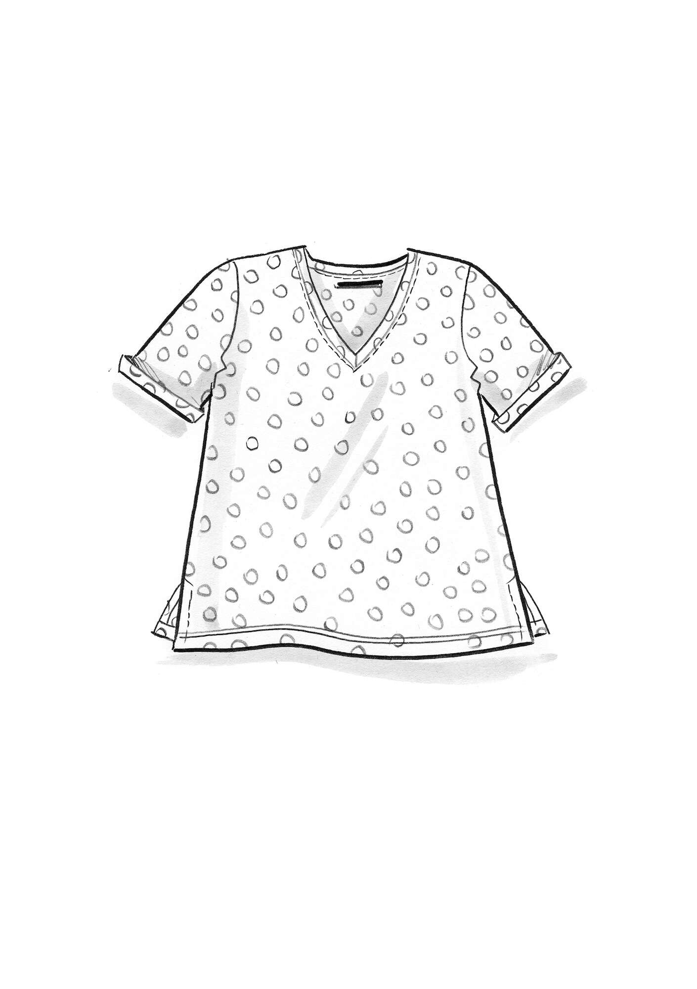 “Juliet” jersey top in organic cotton/modal allium/patterned