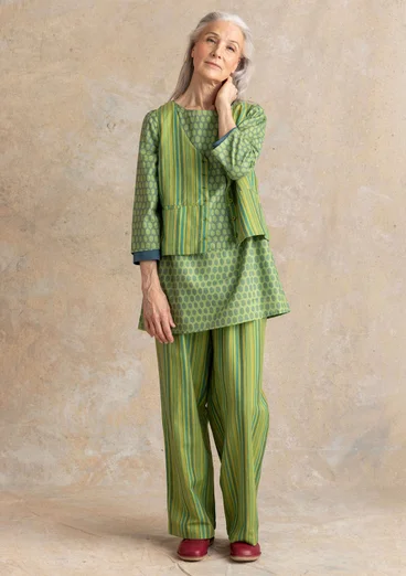 Webweste „Esme“ aus Bio-Baumwolle/Leinen - kiwi-gestreift