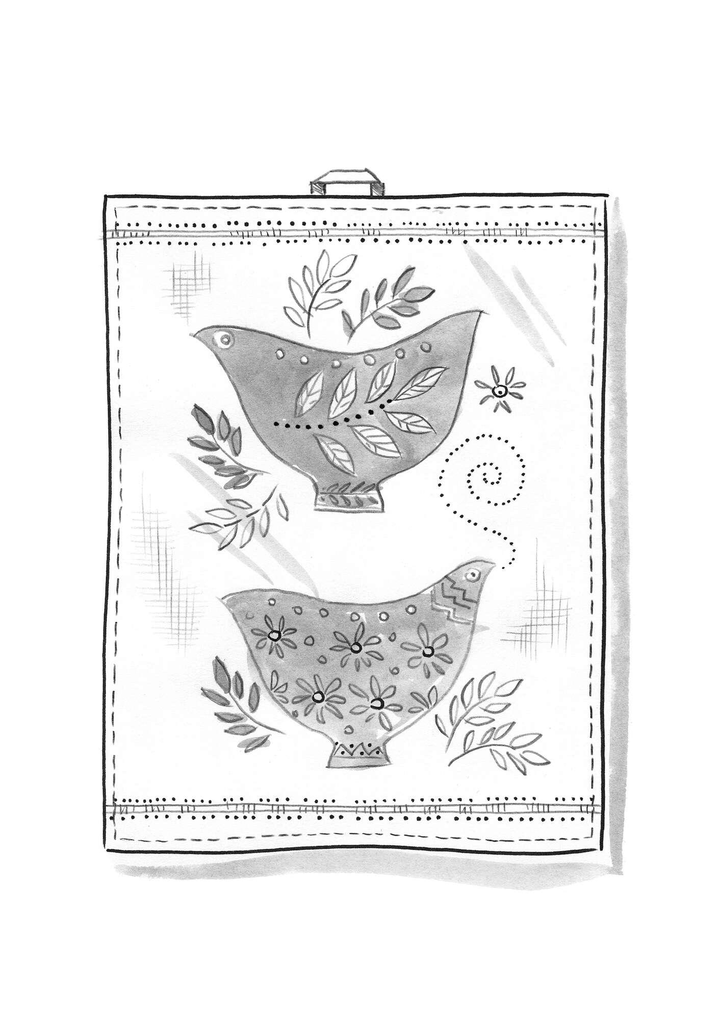 “Okarina” linen tea towel indigofera