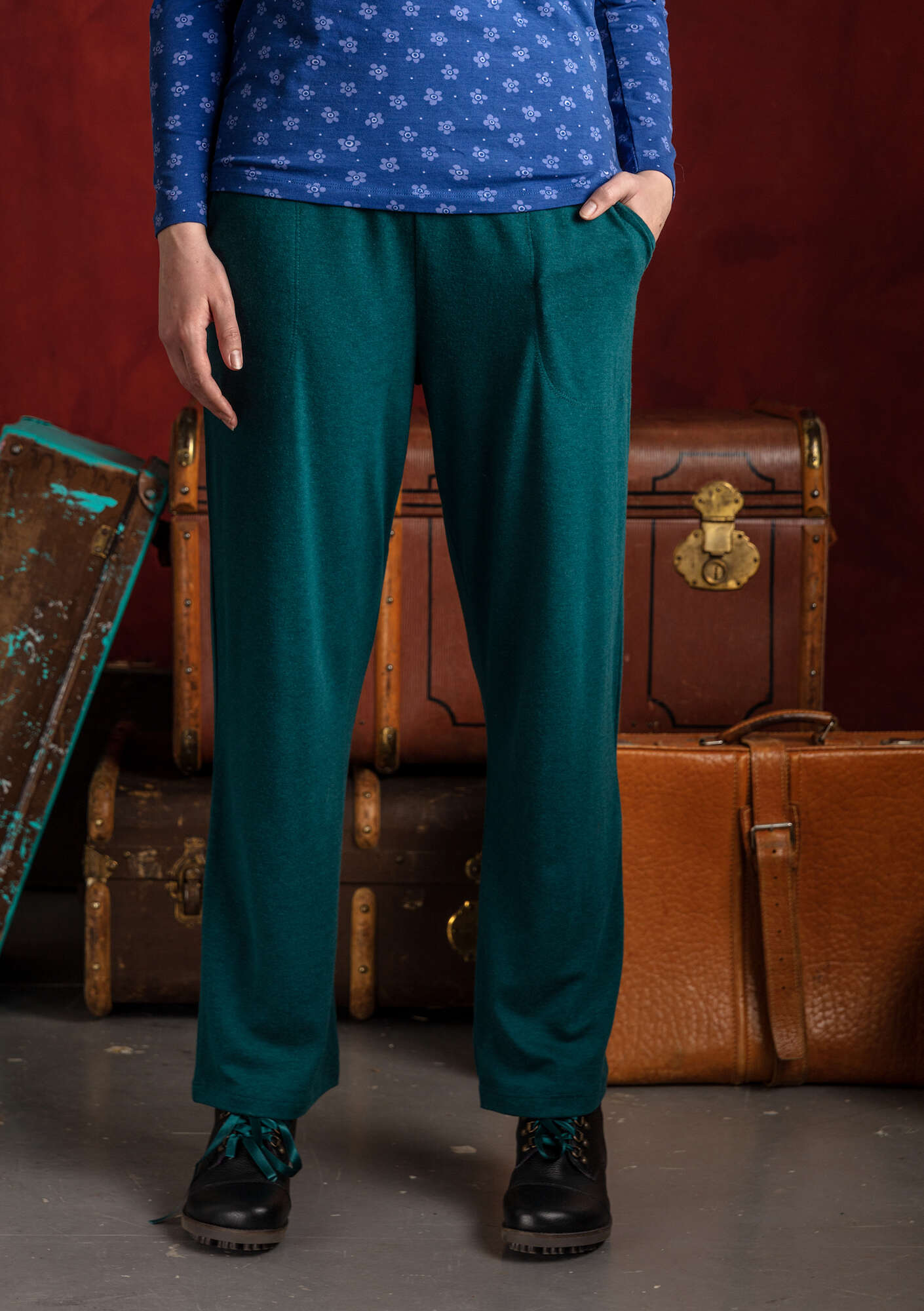 Solid-colour trousers dark jade