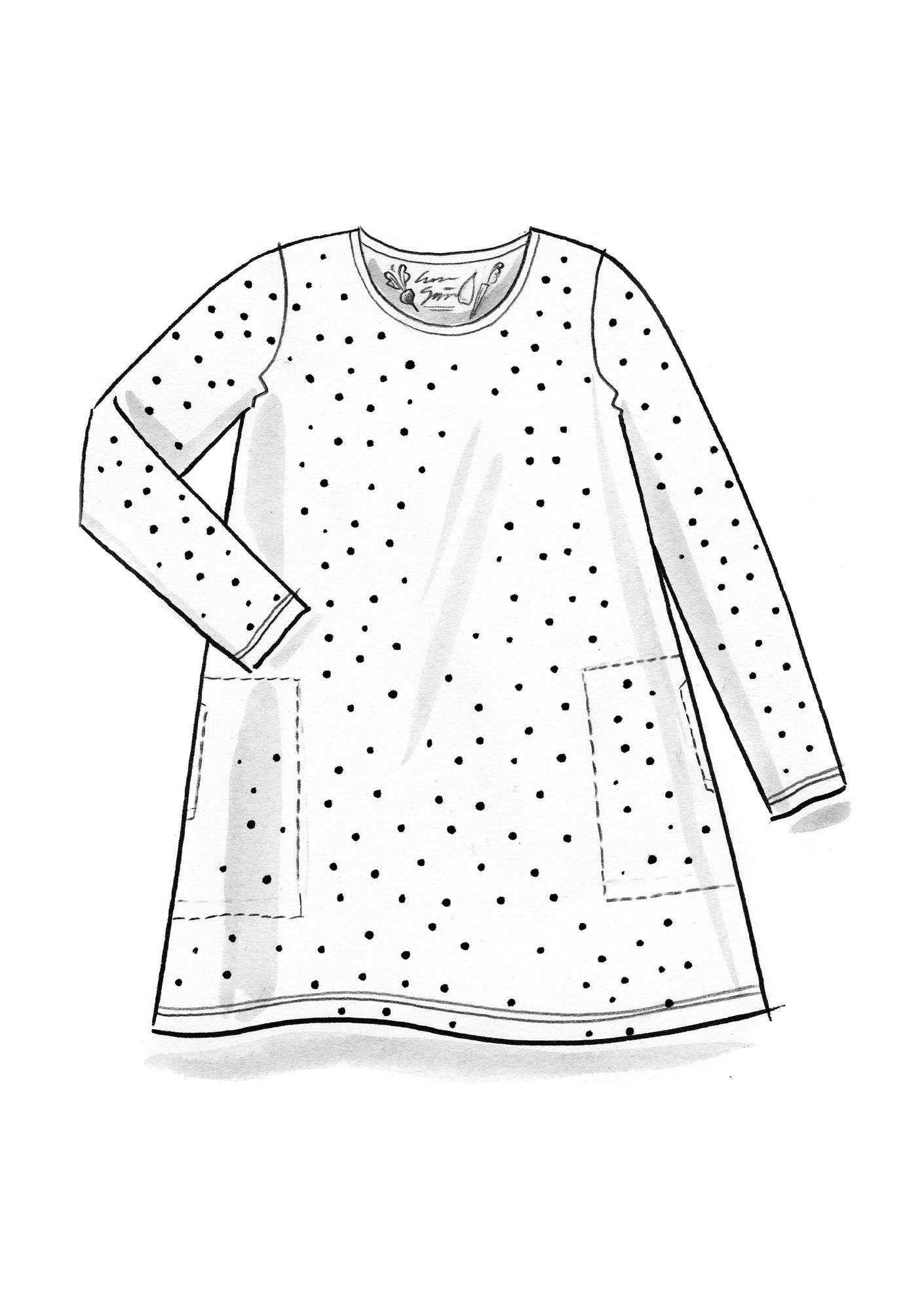“Pytte” jersey tunic made of organic cotton/modal/elastane blackberry/print