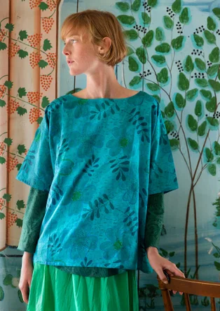 Blouse "Transparens" en écocoton/soie - turquoise