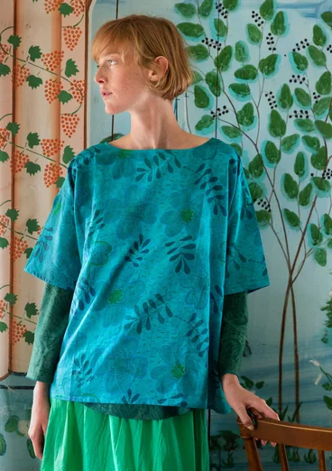 Blouse "Transparens" en écocoton/soie - turquoise