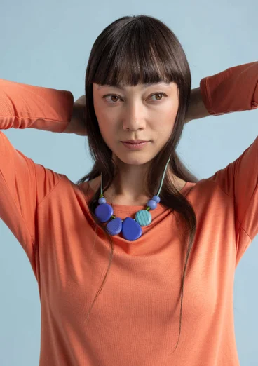 Halskjede «Agnes» med treperler - brilliantblå