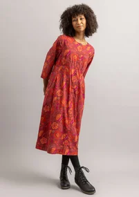 Woven dress "Cleo" in organic cotton - agate red