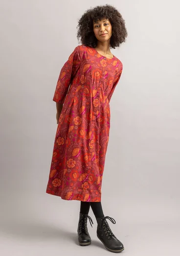 Woven dress "Cleo" in organic cotton - agate red