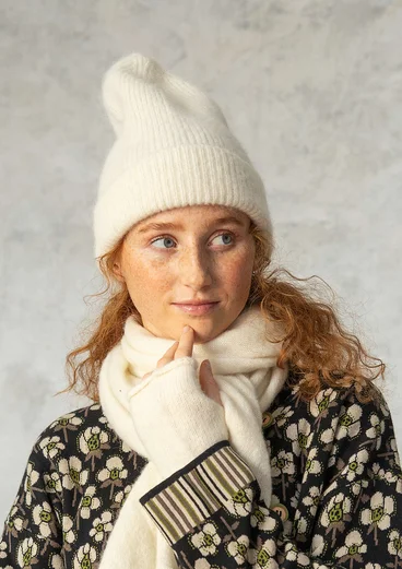 Bonnet en alpaga mélangé - écru