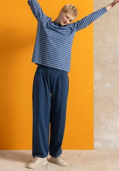 Organic cotton/elastane jersey trousers - Pacific blue