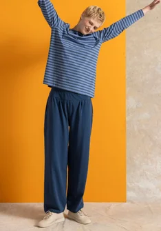 Organic cotton/elastane jersey trousers - Pacific blue