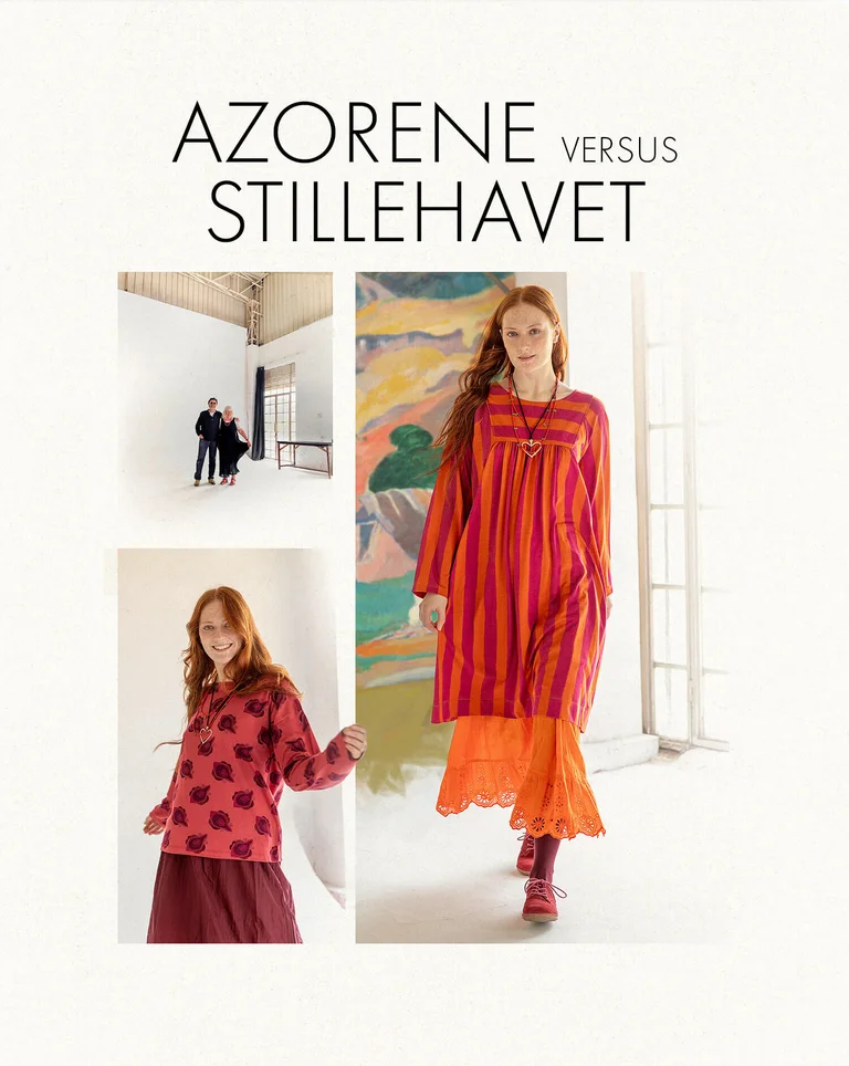 A collage of women wearing clothing from Gudrun Sjödén’s 2025 winter collection.