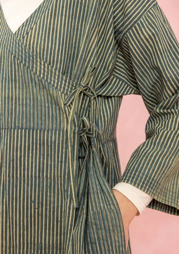 Robe tissée ”Rose hip” en coton biologique - indigo vert