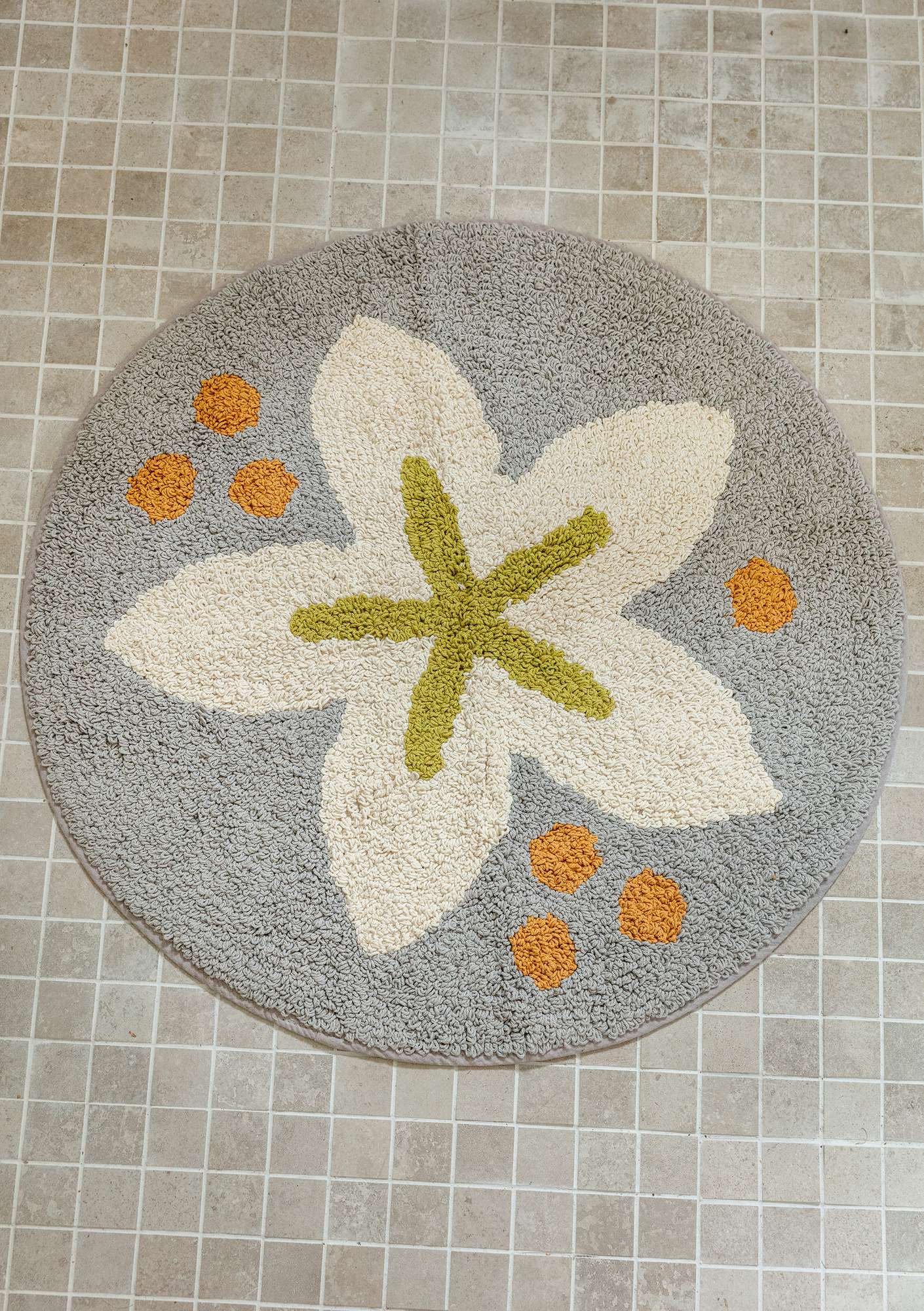 “Paradis” organic cotton bathroom mat heron