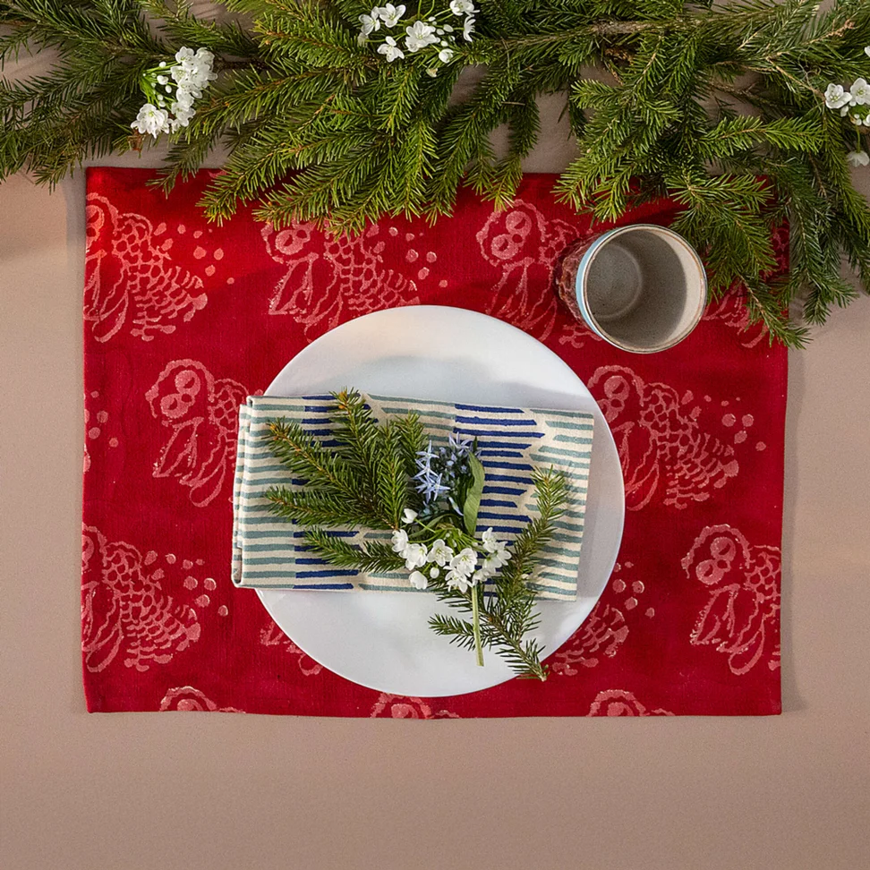 Placemat "Taiga" van biologisch katoen - klaproos